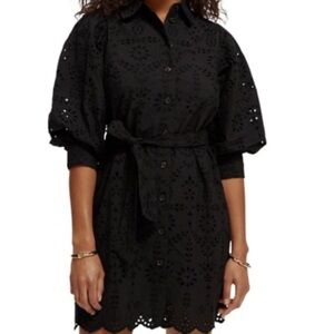 Scotch & Soda PUFFED-SLEEVE BRODERIE ANGLAISE MINI DRESS